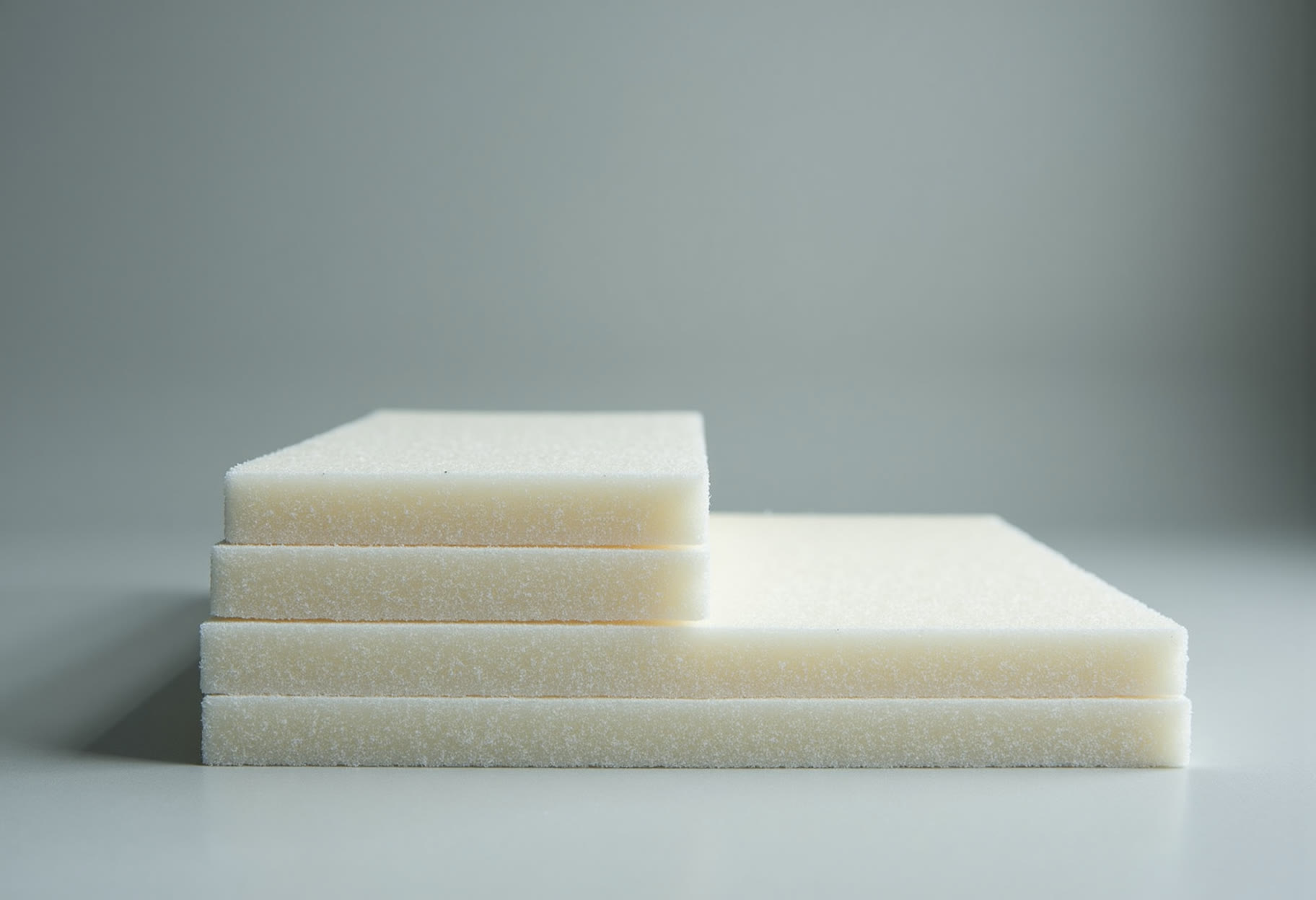 Foam sections stacked for drying